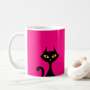 Black Kitty Cat Pink Tasse