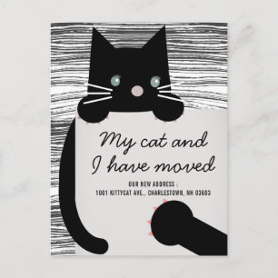 Black Kitty Chat White Moving Faire-part