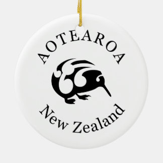 Black KIWI mit Koru Keramik Ornament