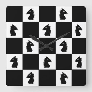 Black Knight Schach Game Quadratische Wanduhr