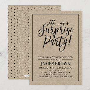 Black & Kraft   Modern Surprise Retirement Party Einladung
