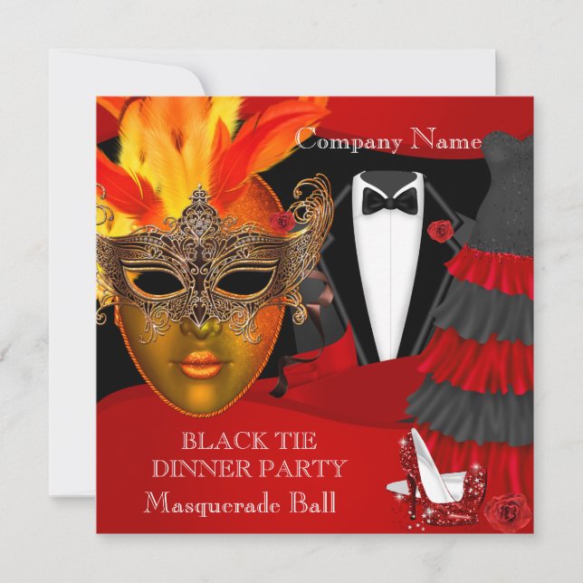 Black Krawatte Corporate Formal Masquerade Ball Einladung (Vorderseite)