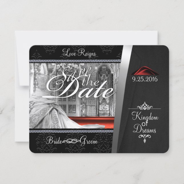 Black Krawatte Diamond Save the Date (Vorderseite)