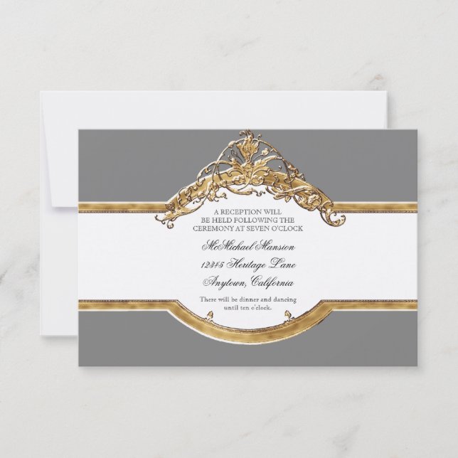 Black Krawatte Elegance 2, Golden Wedding Receptio Einladung (Vorderseite)