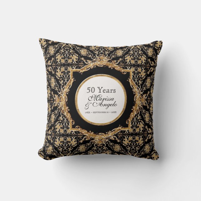 Black Krawatte Elegance 2, Goldene Hochzeit Jahres Kissen (Vorderseite)