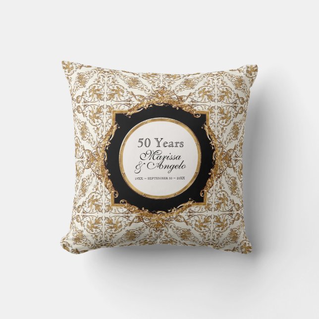 Black Krawatte Elegance 2, Goldene Hochzeit Jahres Kissen (Vorderseite)