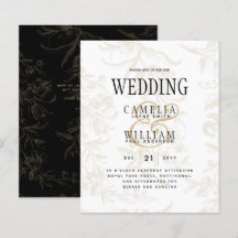 Black Krawatte Hochzeitthema Vintag Gold Damask