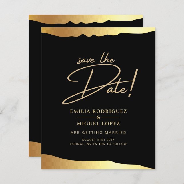 Black Krawatte Wedding Gold Foil Script Elegantes  (Vorne/Hinten)