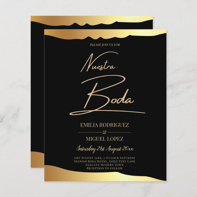 Black Krawatte Wedding Gold Foil Script Elegantes  (Vorne/Hinten)