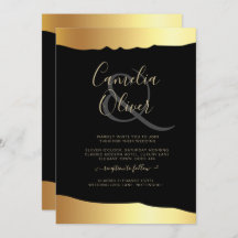 Black Krawatte Wedding Gold Foil Script Elegantes 