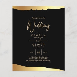 Black Krawatte Wedding Gold Foil Script Elegantes  Flyer