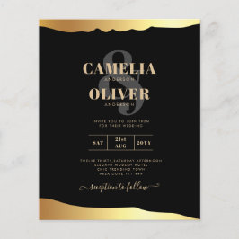 Black Krawatte Wedding Gold Foil Script Elegantes  Flyer