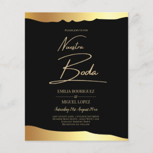 Black Krawatte Wedding Gold Foil Script Elegantes Flyer