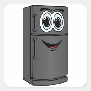 Black Kühlschrank Cartoon Quadratischer Aufkleber