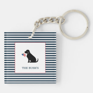 Black Lab American Flag Family Name Patriotic Hund Schlüsselanhänger