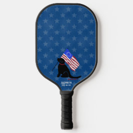 Black Lab American Flag Night Pickleball Paddle