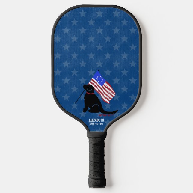 Black Lab American Flag Night Pickleball Paddle (Vorderseite)