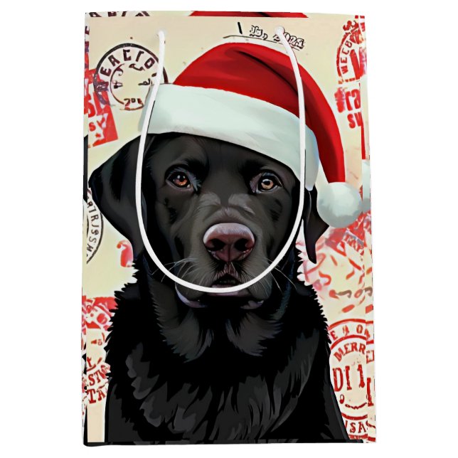 Black lab christmas mittlere geschenktüte (Vorderseite)