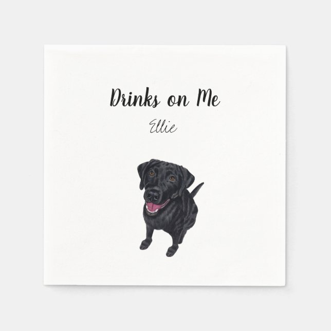 Black Lab Cocktail Napkins Serviette (Vorderseite)