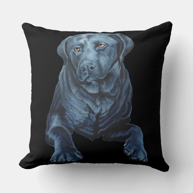 Black Lab Coussin Blue Dog Art Coussins & cadeaux (Recto)