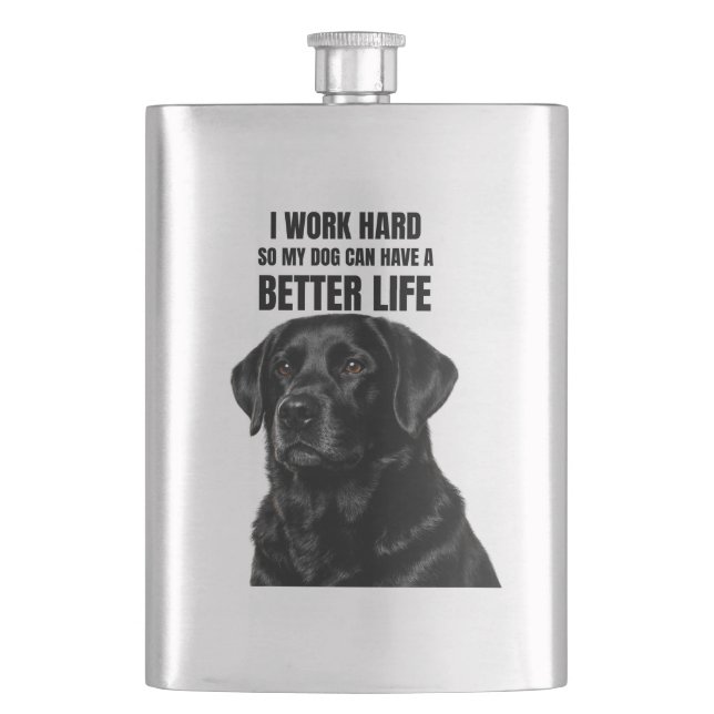 Black Lab Dog Dad Flask Flachmann (Vorderseite)