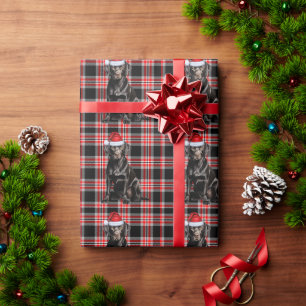 Black Lab Dog Rot und Schwarz Gemusterte Weihnacht Geschenkpapier