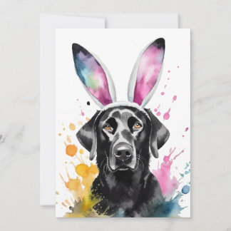 Black Lab Easter Bunny Training Carte de vacances 