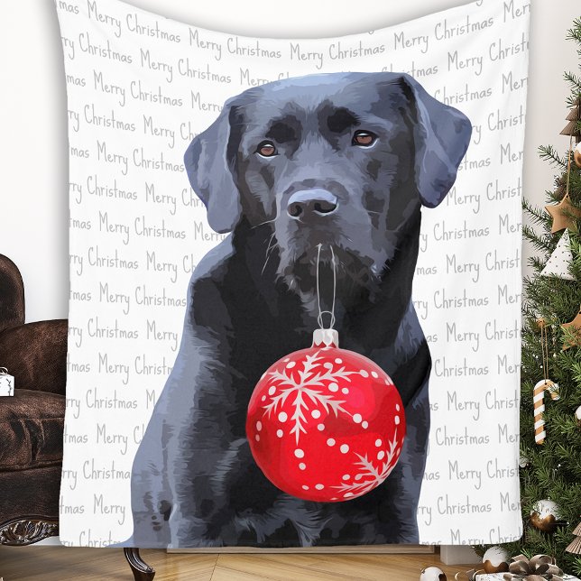 Black Lab Frohe Weihnachts-Labrador Fleecedecke (Von Creator hochgeladen)