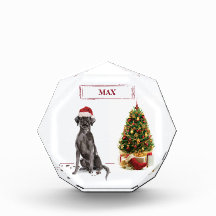 Black Lab Funny Christmas Dog and Tree