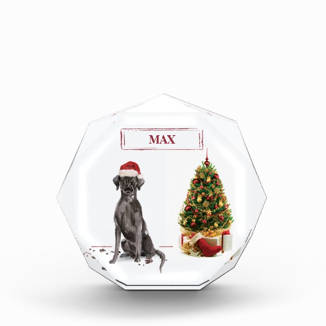 Black Lab Funny Christmas Dog and Tree Fotoblock (Vorderseite)