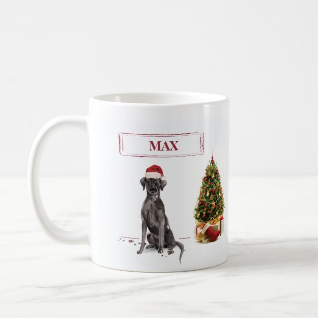 Black Lab Funny Christmas Dog and Tree Kaffeetasse (Links)