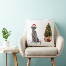 Black Lab Funny Christmas Dog and Tree Kissen