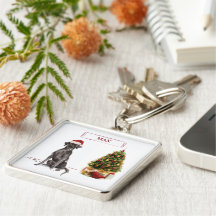 Black Lab Funny Christmas Dog and Tree