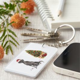 Black Lab Funny Christmas Dog and Tree Schlüsselanhänger