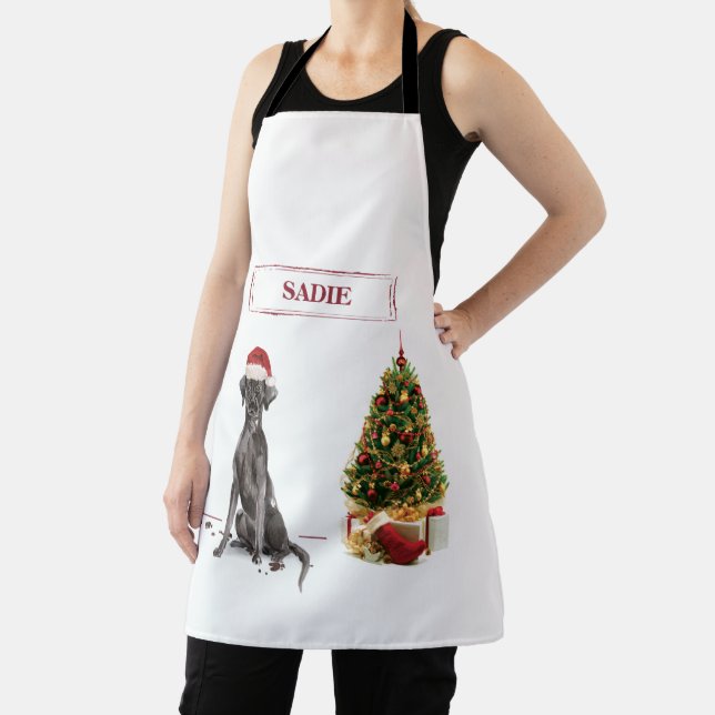 Black Lab Funny Christmas Dog and Tree Schürze (InSitu)