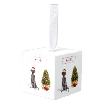 Black Lab Funny Christmas Dog and Tree