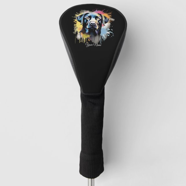 Black Lab Graffi Personalisiert Name Golf Head Cov Headcover (Vorderseite)