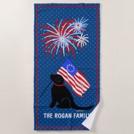 Black Lab Hund American Flag Beach Handtuch