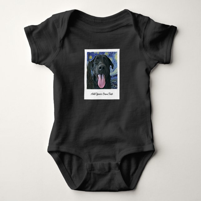 Black Lab Hund Personalisiertes Foto und Text für  Baby Strampler (Vorderseite)
