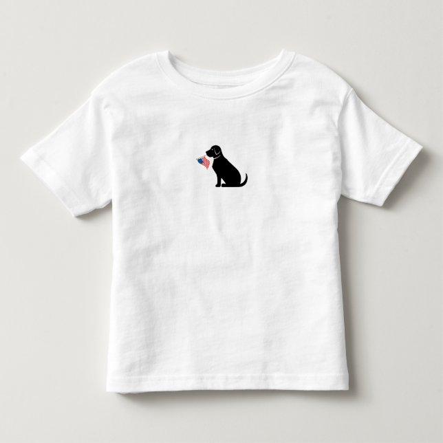 Black Lab Hund Silhouette American Flag Patriotic Kleinkind T-shirt (Vorderseite)