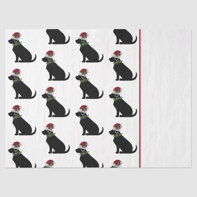 Black Lab Hund Weihnachten Weihnachtsmannmütze Hol Seidenpapier (Vorderseite)