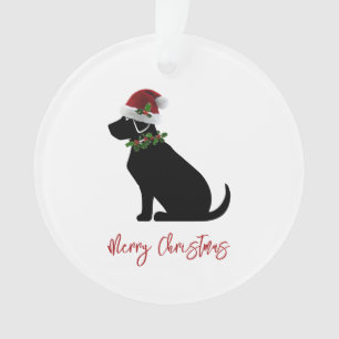 Black Lab Joyeux Noël Santa Hat Holly Moderne