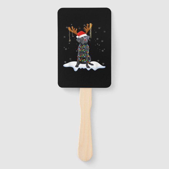 Black Lab Labrador Christmas Tree Light Pajama Dog Fächer (Vorderseite)