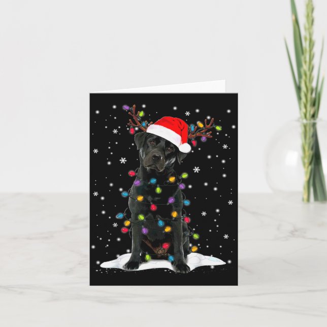 Black Lab Labrador Christmas Tree Light Pajama Dog Karte (Vorderseite)