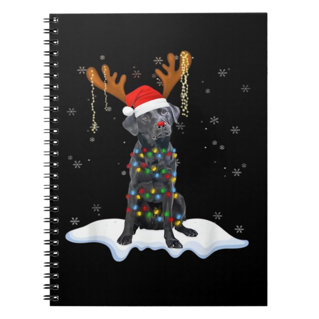 Black Lab Labrador Christmas Tree Light Pajama Dog Notizblock (Vorderseite)