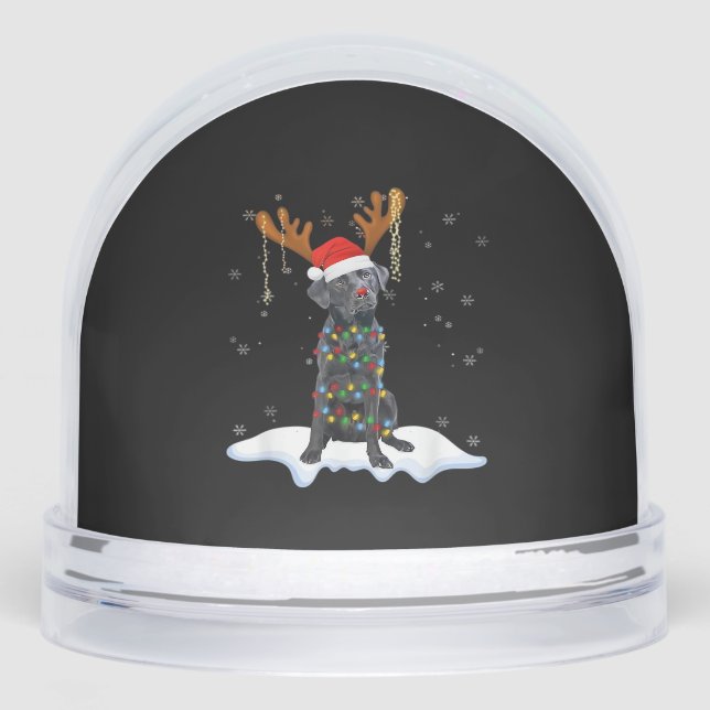 Black Lab Labrador Christmas Tree Light Pajama Dog Schneekugeln (Vorderseite)