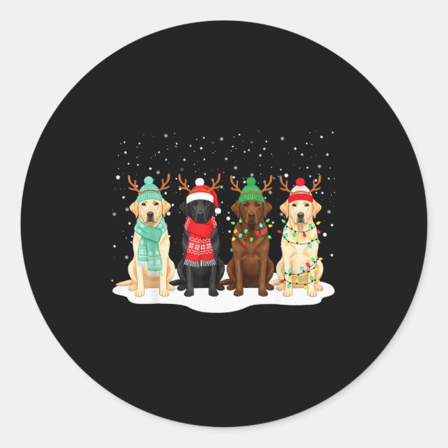 Black Lab Labrador Dog Christmas Crew Matching Fam Runder Aufkleber (Vorderseite)