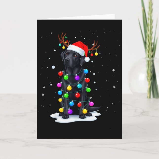 Black Lab Labrador Dog Funny Christmas Lights Rein Karte (Vorderseite)