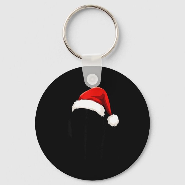 Black Lab Labrador Santa Hat Christmas Holiday Pet Schlüsselanhänger (Vorderseite)