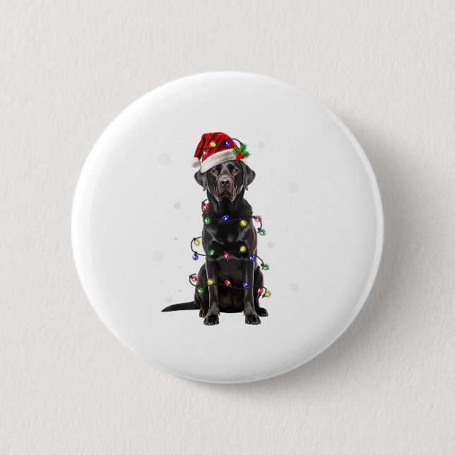 Black Lab Labrador Weihnachtsbaum Light Pajama Dog Button (Vorderseite)